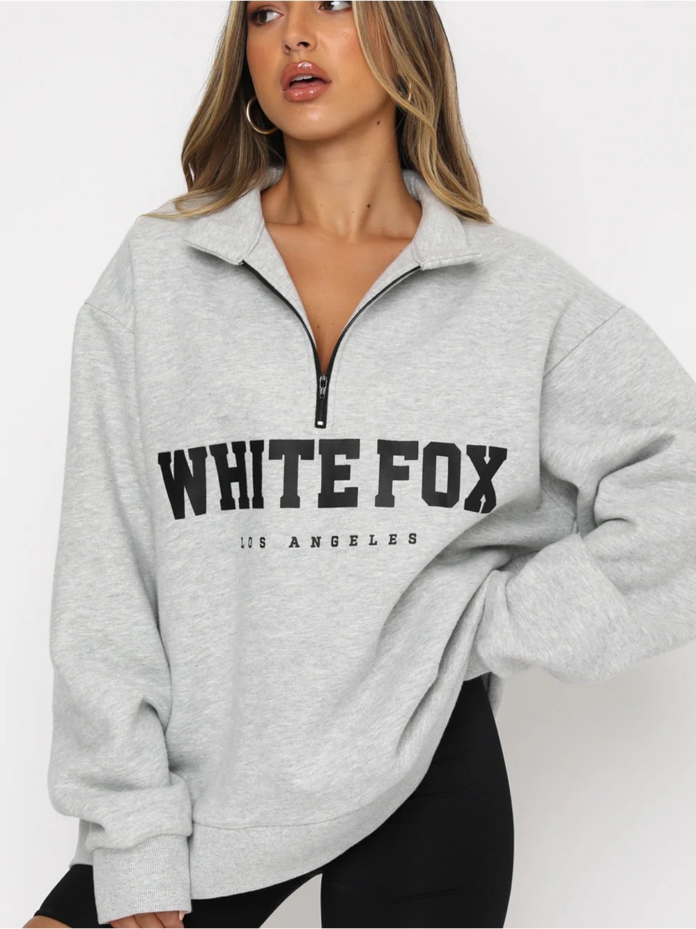 White Fox Quarter-Zip Oversized Sweatshirt